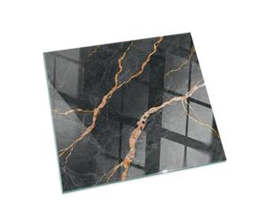 Piastra per camino e stufa 60x60 cm Quadrato Resistente a Scintille Resistente alle Alte Temperature di Vetro Temperato Protezione del Pavimento Design Elegante - Marmo elegante con venature