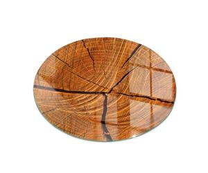 Piastra per camino e stufa ⌀70 cm Resistente alle Alte Temperature Resistente a Scintille Design Elegante Protezione del Pavimento di Vetro Temperato Rotonda - Venatura del legno