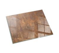 Piastra per camino e stufa 80x60cm di Vetro Temperato Rettangolare Protezione del Pavimento Resistente a Scintille Design Elegante Resistente alle Alte Temperature - Trama di ruggine sul metallo