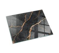 Piastra per camino e stufa 80x60cm Rettangolare Resistente a Scintille Resistente alle Alte Temperature di Vetro Temperato Protezione del Pavimento Design Elegante - Marmo elegante con venature