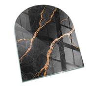 Piastra per camino e stufa 80x70cm Arco Resistente a Scintille Resistente alle Alte Temperature di Vetro Temperato Protezione del Pavimento Design Elegante - Marmo elegante con venature