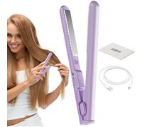 Piastra per capelli da viaggio, piastra per capelli e bigodino 2 in 1 - Piastra per portatile, ferro arricciacapelli senza fili - Bacchetta arricciacapelli con ricarica USB e piastra per capel