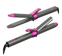 Piastra per Capelli e Arricciacapelli 2 in 1, rivestimento nano-titanio, curler Iron con display LCD, 27 temperatura regolabile, 00-230 ℃ ricci e levigatura Spazzola Phon (Magenta)