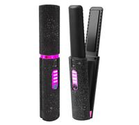 Piastra per Capelli E Arricciacapelli Senza Fili 2 in 1, Mini Piastra Portatile Senza Fili per Capelli Corti Fini E Morbidi, Piastra per Capelli Ricaricabile Con Batteria Da 4800 Mah (Black)