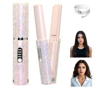 Piastra per Capelli E Arricciacapelli Senza Fili 2 in 1, Mini Piastra Portatile Senza Fili per Capelli Corti Fini E Morbidi, Piastra per Capelli Ricaricabile Con Batteria Da 4800 Mah (Pink)