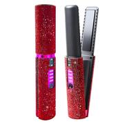 Piastra per Capelli E Arricciacapelli Senza Fili 2 in 1, Mini Piastra Portatile Senza Fili per Capelli Corti Fini E Morbidi, Piastra per Capelli Ricaricabile Con Batteria Da 4800 Mah (Red)