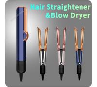 Piastra per capelli professionale 2 IN 1 e asciugacapelli, ferro da stiro per capelli, ferro da stiro a ioni negativi, strumento per lo styling a lunga durata Blue