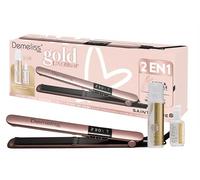 Demeliss Gold Love Set Piastra 2 in 1 Saint Algue - Liscia, Ricci - Ceramica e Tormalina - Temperatura Max 230°C - Pochette, 2 Trattamenti Inclusi - Accessorio Acconciatura, Stiratura Versatile
