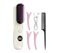 Piastra per capelli senza fili | pettine idratante USB ricaricabile | Piastra anti-briciole portatile con 3 temperature regolabili per styling su capelli secchi o umidi Tipi di