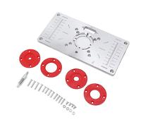 Piastra per Fresa in Alluminio con 4 Anelli di Inserimento per la Lavorazione del Legno, Piastra per Inserti per Tavolo di Fresatura Robusta e Stabile per Forature di Precisione,