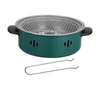 Piastra per Grigliare Barbecue Portatile Rotonda in Alluminio Verde | Uso Esterno per Barbecue e Picnic, Superficie Antiaderente, Resistente All’usura, Funzione per Grigliare e Bollire