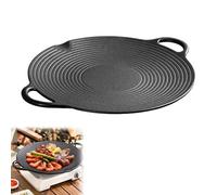 Piastra per Grill Universale in Ghisa con Maniglie, Piastra Grill Rotonda in ghisa, piano cottura per induzione, fornello a gas, piano cottura rlettico,per Barbecue Verdure, Carne,Ø36cm