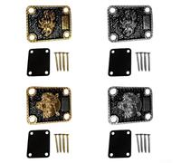 Piastra per il collo della chitarra elettrica, 6,3 x 5,1 cm, piastra di rinforzo in metallo, rinforza la connessione collo-corpo, robusta finitura argento/oro, per chitarre Tele-Style e ST (oro)