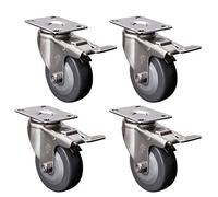 Piastra per roulette in acciaio inox da 7,6 cm, resistente, capacità di carico 70 kg, con freno, set da 4, ideale per mobili carrelli e attrezzature per la mobilità