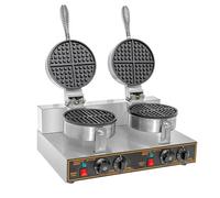 Piastra Per Waffle Commerciale A Doppio Bruciatore, Piastra Per Waffle A Singolo Bruciatore, Riscaldamento Bilaterale Da 2400 W 110 V, Acciaio Inox Con Controllo Della Temperatura E Del Tempo(Odd)