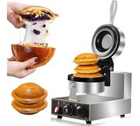 Piastra per waffle elettrica commerciale a doppia testa e pressa per panini, griglia per panini antiaderente con controllo della temperatura da 50 a 300 °C e timer da 5 minuti per gelato, ha