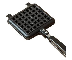 Piastra per waffle in lega di alluminio con opzioni a forma di cuore e motivo floreale, progettata per la cottura in casa e per risparmiare spazio con ganci (A)