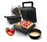 Piastra per Waffle per 2 Grandi Waffle 8,5x14,5 cm 1800W Antiaderente Non Infiammabile con Supporto 2 Luci