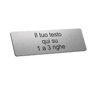 Piastra personalizzata incisa autoadesiva per codice CIN in alluminio spazzolato dimensioni 20 x 6,5 cm