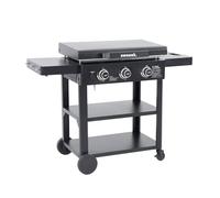 Piastra plancha a gas a 3 bruciatori con carrello Nero - 107.5x53.5x94.5 cm
