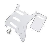 Piastra posteriore con piastra antigraffio per battipenna per chitarra SSS a 8 fori con viti per chitarra stile For For ST Parti di Chitarra Elettrica (Color : 3ply white)
