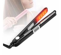 Piastra professionale per capelli a ultrasuoni, piastra a raggi infrarossi con piastra piatta, trattamento alla cheratina per capelli crespi, recupera i capelli danneggiati, display LCD (nero)