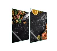 PIASTRA PROTETTIVA IN VETRO PER CUCINA 2x35x52 PESCE