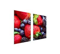 PIASTRA PROTETTIVA IN VETRO PER CUCINA 65x52 FRAGOLE