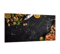 Piastra protettiva in vetro per la stufa 90x52 Fish