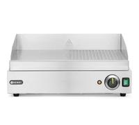 HENDI Piastra elettrica mista 1/2 liscia e 1/2 rigata, griglia di cottura, grill e barbecue con cassetto raccogli-grassi estraibile, temperatura fino a 300°C, 230V, 2400W, 550x380x(H)240mm, inox