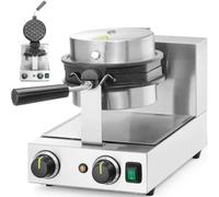 HENDI Piastra per waffle a bolla girevole, con vassoio antigoccia, gamma di temperatura: da 50° a 210°C, rivestimento antiaderente per telfono, waffle maker, 220 - 240 V/1500 W, 255 x 560 x (H)318 mm,