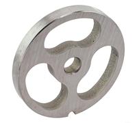 Piastra tritacarne in acciaio inox, diametro esterno 69 mm e foro centrale da 10 mm per 12 tipi di applicazioni commerciali (3 fori)