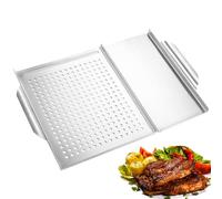 Piastra universale in acciaio inox, 45 cm x 30,7 cm, rettangolare, per barbecue a gas e barbecue a carbonella, plancha, piastra teppanyaki