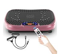 Piastra vibrante, 120 livelli, rosa rosso, piastra vibrante con controllo app, massaggio magnetico e antiscivolo, include fasce di resistenza, attrezzo fitness per casa