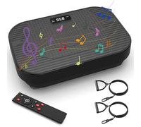 Piastra vibrante a 199 livelli, nera, con musica BT, 5 programmi, telecomando e bande di resistenza, dispositivo vibrante per casa e fitness