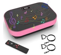 Piastra vibrante a 199 livelli, rosa, con musica BT, 5 programmi, telecomando e bande di resistenza, dispositivo vibrante per casa e fitness
