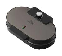 Black & Decker Piastra per waffle Doppia XL 1400W – 2 waffle, piastre antiaderenti, temp. regolabile