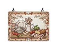 Piastre copertura superiore per fornello elettrico, rustico, vintage, pomodori, pane, nessuna marrone, lavabile, impermeabile, per piano di lavoro della cucina elettrica, decorazione 71 x 50 cm