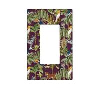 Piastre da parete a 1 banda, motivo pappagallo, babbuino, leopardo, zebra, dimensioni standard 11,2 x 6,9 cm, copertura decorativa per interruttore della luce, in policarbonato termoplastico