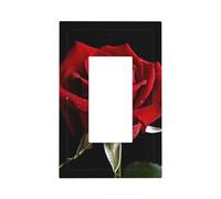 Piastre da parete decorative con sfondo nero e rosa rossa, 1 presa di corrente, dimensioni standard, 12,7 x 7,6 cm, piastra di commutazione elettrica, decorazione per la casa, camera da letto e