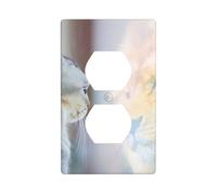 Piastre da parete duplex, coperture decorative per prese elettriche, dimensioni standard 1 banda 11,4 x 7 cm, il gatto guarda nello specchio, piastra di copertura in policarbonato termoplastico