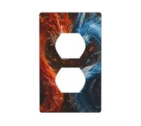 Piastre da parete duplex, coperture decorative per prese elettriche, dimensioni standard 1 banda 11,4 x 7 cm, rosso e blu Fire Dragon F piastra di copertura per presa a parete, policarbonato