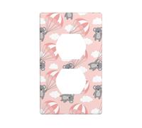 Piastre da parete duplex, coperture decorative per prese elettriche, dimensioni standard 1 banda 11,4 x 7 cm, piastra di copertura per presa a muro rosa paracadute grigio koala, policarbonato