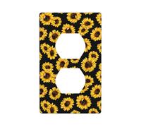 Piastre da parete duplex, coperture decorative per prese elettriche, dimensioni standard 1 banda 11,4 x 7 cm, simpatico girasole in nero piastra di copertura per presa a muro, policarbonato