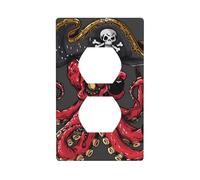 Piastre da parete duplex, coperture decorative per prese elettriche, dimensioni standard 1 banda 11,4 x 7 cm, illustrazione pirata polipo piastra di copertura, policarbonato termoplastico