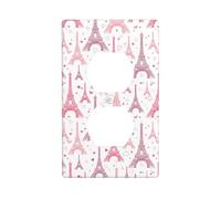 Piastre da parete duplex, coperture decorative per prese elettriche, dimensioni standard 1 banda 11,4 x 7 cm, rosa Torri Eiffel piastra di copertura, policarbonato termoplastico