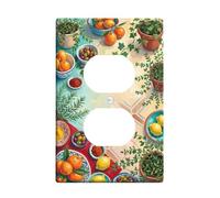 Piastre da parete duplex per cucina, piante rustiche mediterranee estive, in plastica, dimensioni standard, per prese elettriche per casa, soggiorno, nuovo appartamento, decorazione