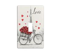 Piastre da parete in termoplastica per interruttore bici romantico, rose rosse e torre Eiffel per decorazione d'amore, piastre da parete termoplastiche, dimensioni standard singolo a dondolo