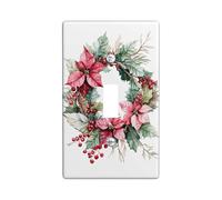 Piastre da parete per interruttore Poinsettia per vacanze - Fiori rossi festivi per decorazioni natalizie invernali - Piastre da parete - Bastone singolo di dimensioni standard