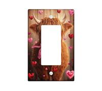 Piastre da parete termoplastiche per interruttore di San Valentino, motivo: mucca delle Highlands, simpatico animale marrone con accenti di cuore per decorazione della casa, piastre da parete